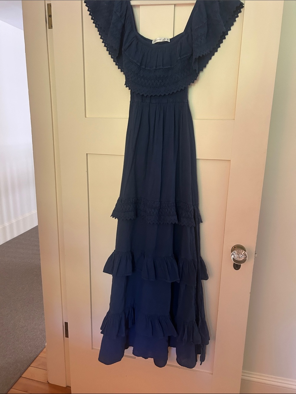 Altar'd State Navy Blue Tiered Midi Dress
